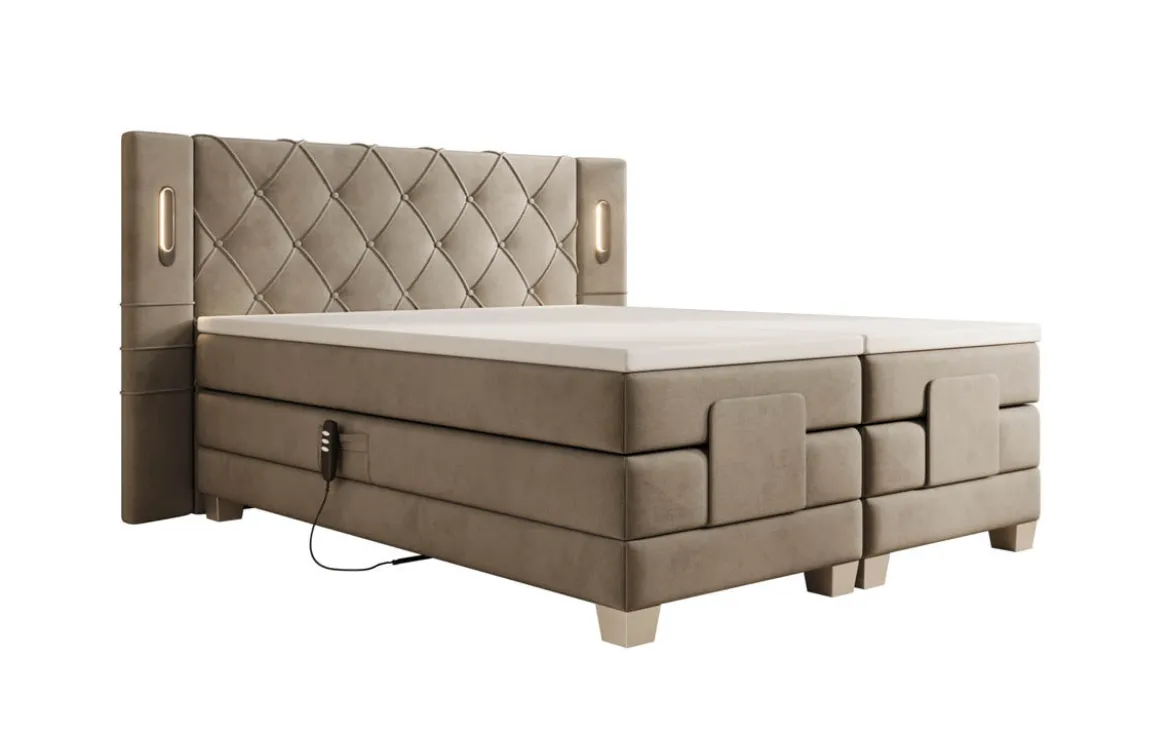 Boxspringbett Livano Samt elektrisch verstellbar mit LED