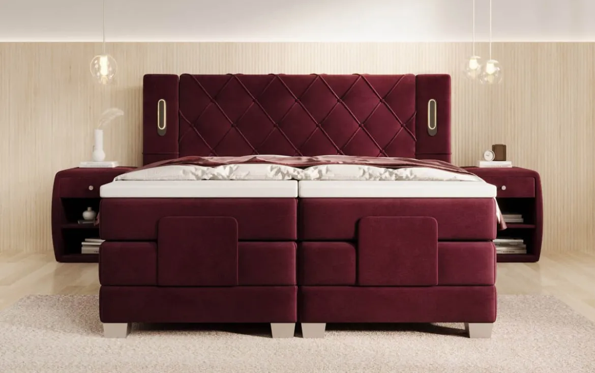 Boxspringbett Livano Samt elektrisch verstellbar mit LED