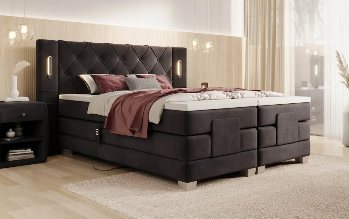 Boxspringbett Livano Samt elektrisch verstellbar mit LED