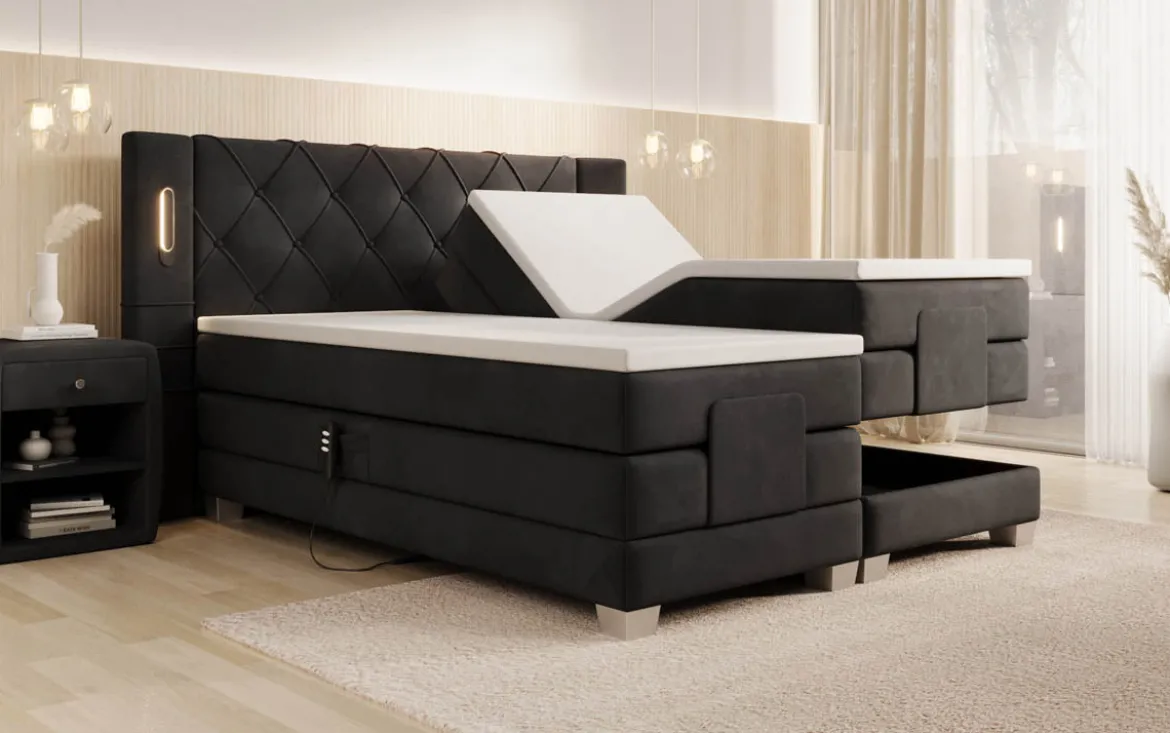 Boxspringbett Livano Samt elektrisch verstellbar mit LED