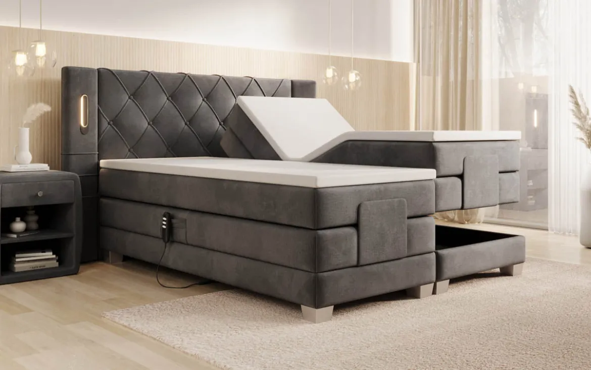 Boxspringbett Livano Samt elektrisch verstellbar mit LED