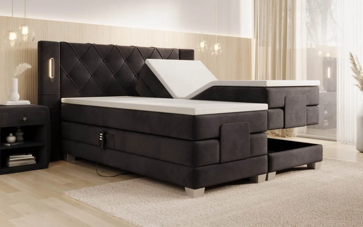 Boxspringbett Livano Samt elektrisch verstellbar mit LED