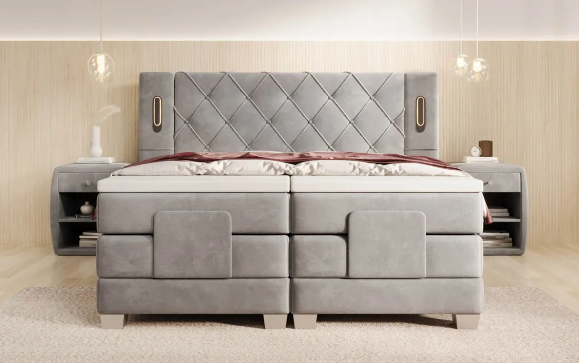 Boxspringbett Livano Samt elektrisch verstellbar mit LED