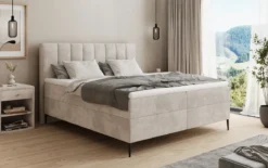 Boxspringbett Lucca in Cord mit Stauraum und Füßen