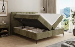 Boxspringbett Lucca in Cord mit Stauraum und Füßen