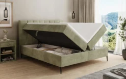 Boxspringbett Lucca in Cord mit Stauraum und Füßen