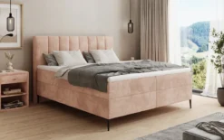 Boxspringbett Lucca in Cord mit Stauraum und Füßen