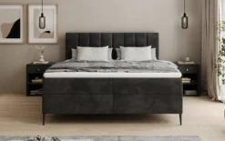 Boxspringbett Lucca in Cord mit Stauraum und Füßen