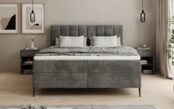 Boxspringbett Lucca in Cord mit Stauraum und Füßen