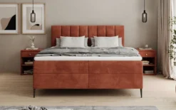 Boxspringbett Lucca in Cord mit Stauraum und Füßen