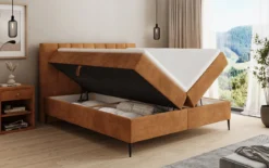 Boxspringbett Lucca in Cord mit Stauraum und Füßen
