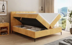 Boxspringbett Lucca in Cord mit Stauraum und Füßen