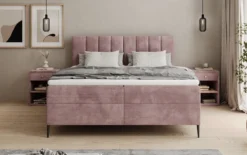 Boxspringbett Lucca in Cord mit Stauraum und Füßen