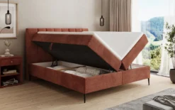Boxspringbett Lucca in Cord mit Stauraum und Füßen