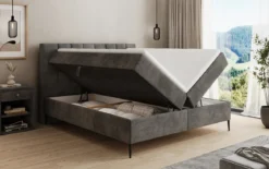 Boxspringbett Lucca in Cord mit Stauraum und Füßen