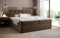 Boxspringbett Lux in Strukturstoff mit Stauraum