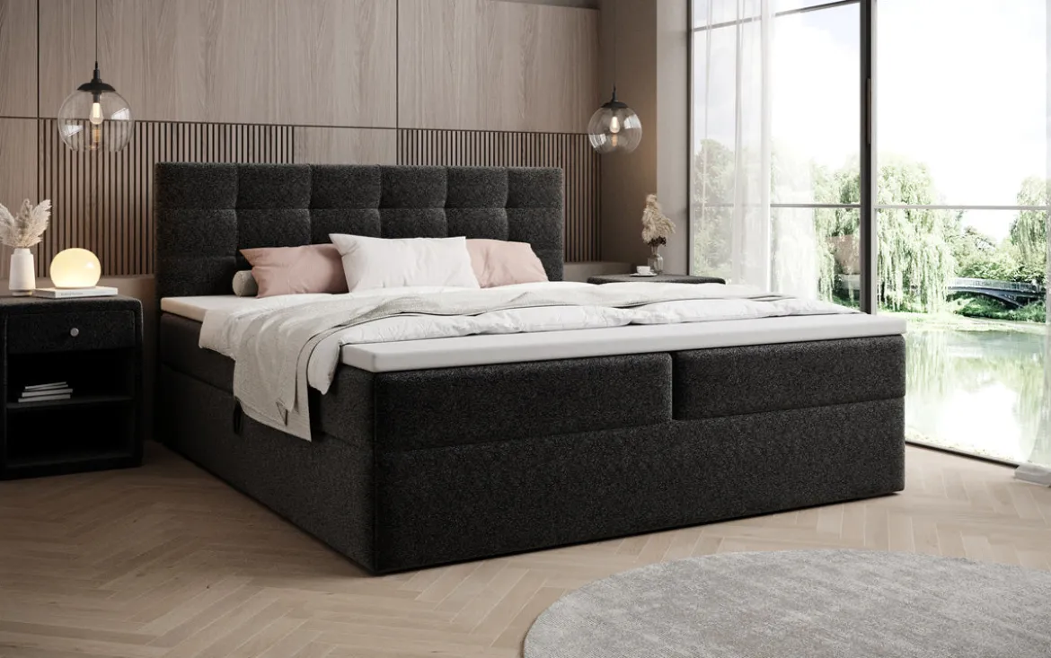 Boxspringbett Lux in Strukturstoff mit Stauraum
