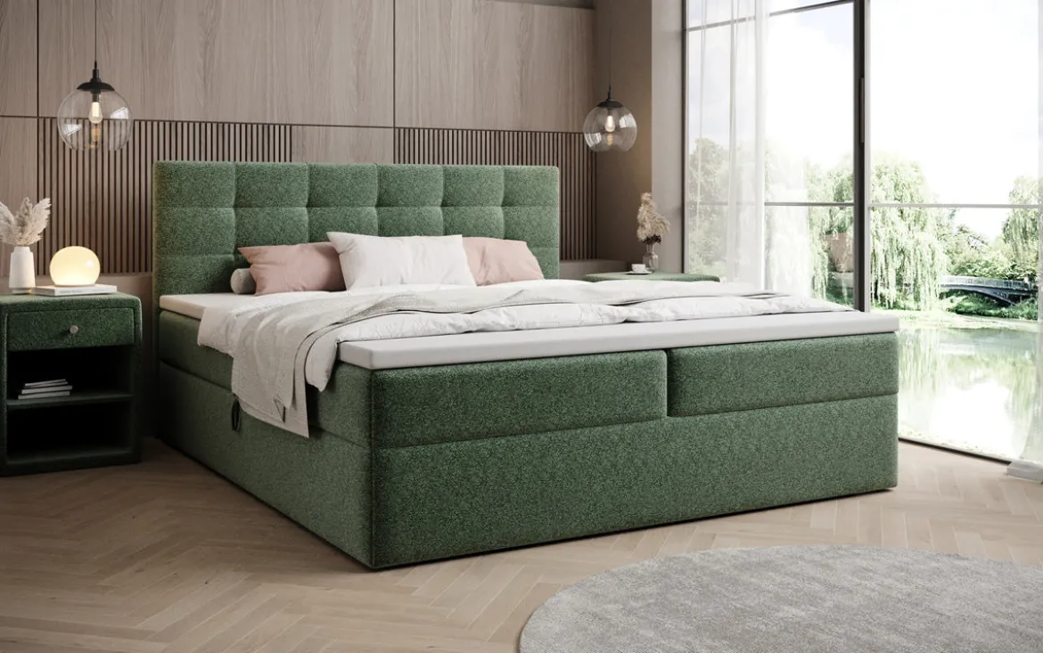 Boxspringbett Lux in Strukturstoff mit Stauraum