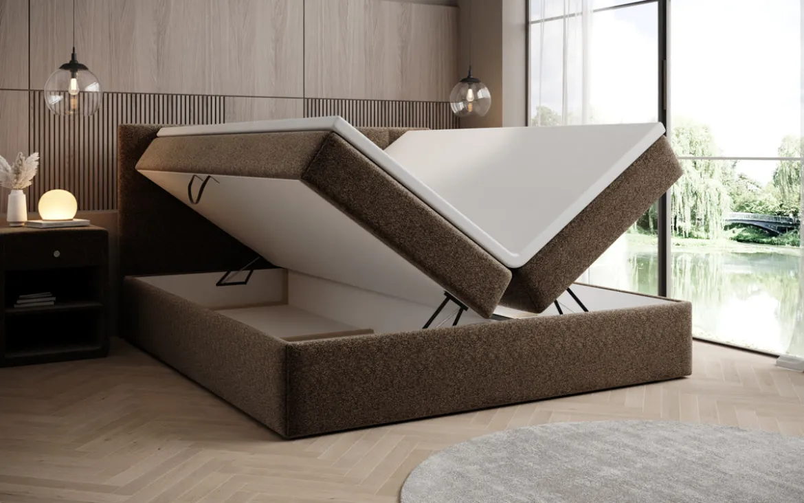 Boxspringbett Lux in Strukturstoff mit Stauraum
