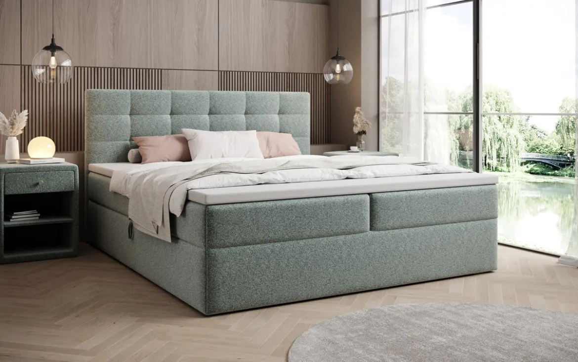 Boxspringbett Lux in Strukturstoff mit Stauraum