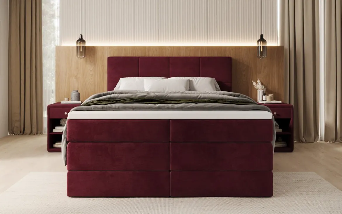 Boxspringbett Mareno mit Stauraum in Samt