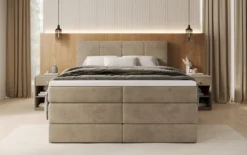 Boxspringbett Mareno mit Stauraum in Samt