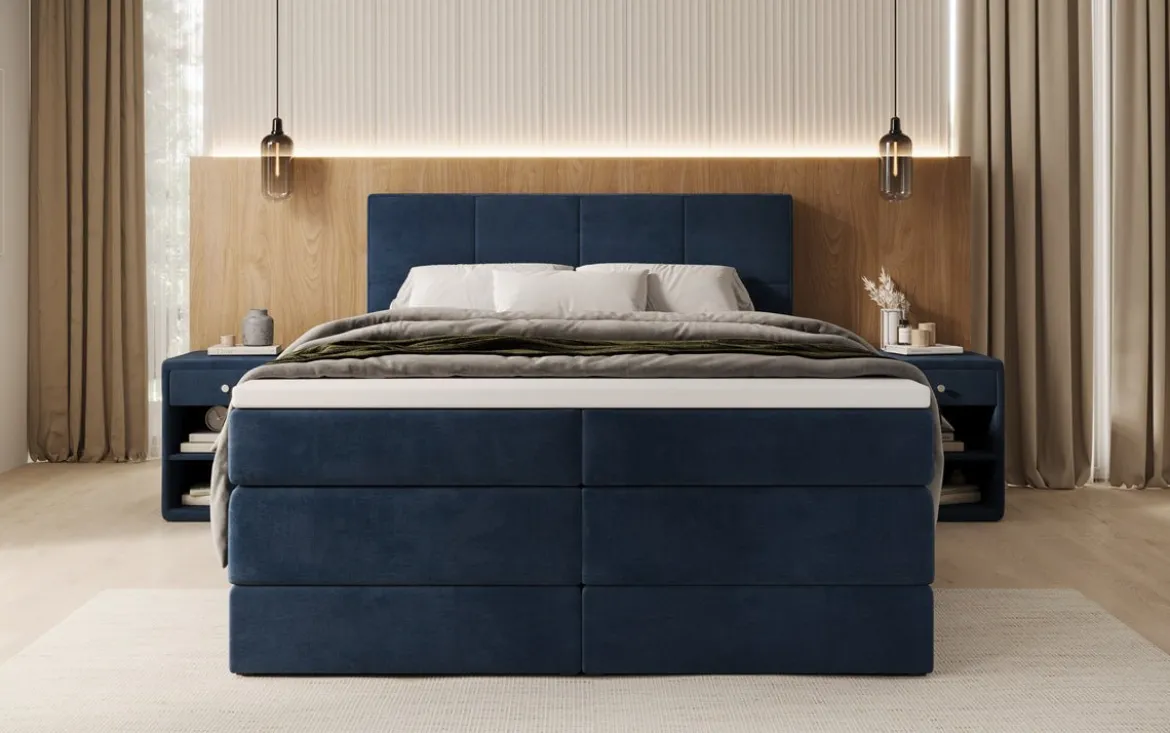 Boxspringbett Mareno mit Stauraum in Samt