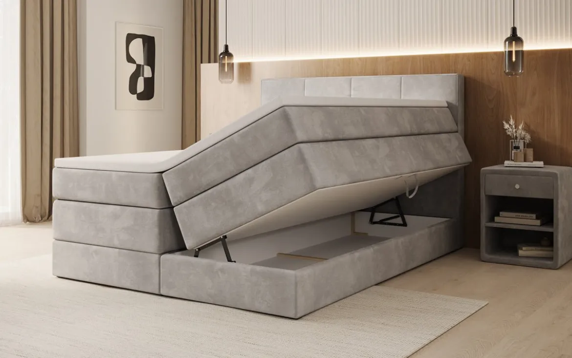 Boxspringbett Mareno mit Stauraum in Samt