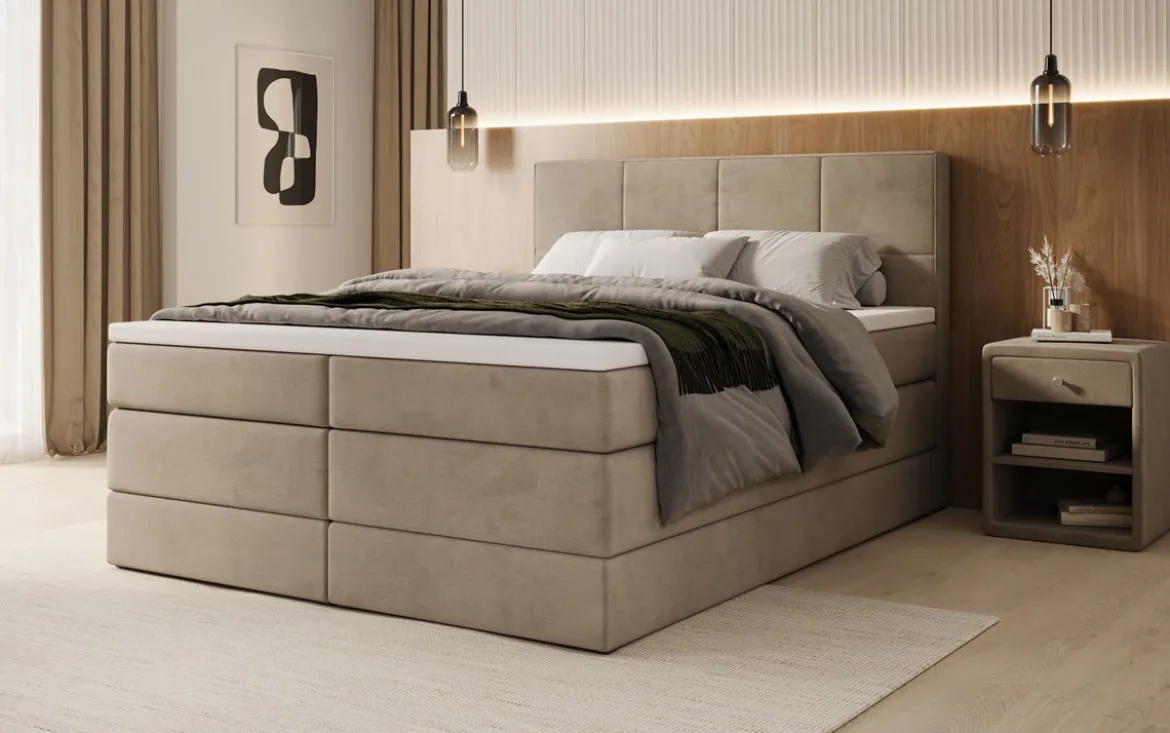 Boxspringbett Mareno mit Stauraum in Samt