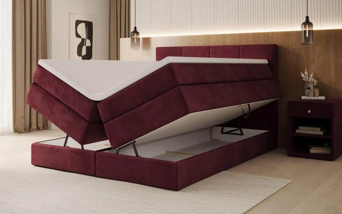 Boxspringbett Mareno mit Stauraum in Samt