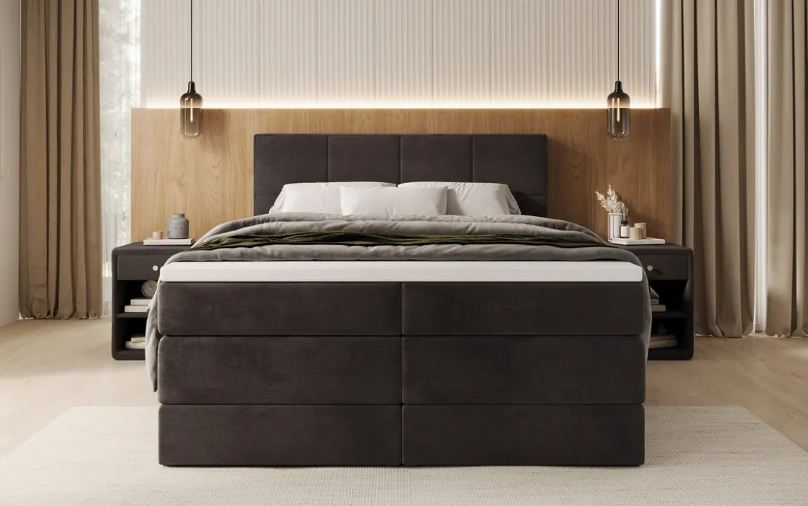 Boxspringbett Mareno mit Stauraum in Samt