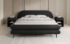 Boxspringbett Marisol mit ovalem Headboard in Bouclé
