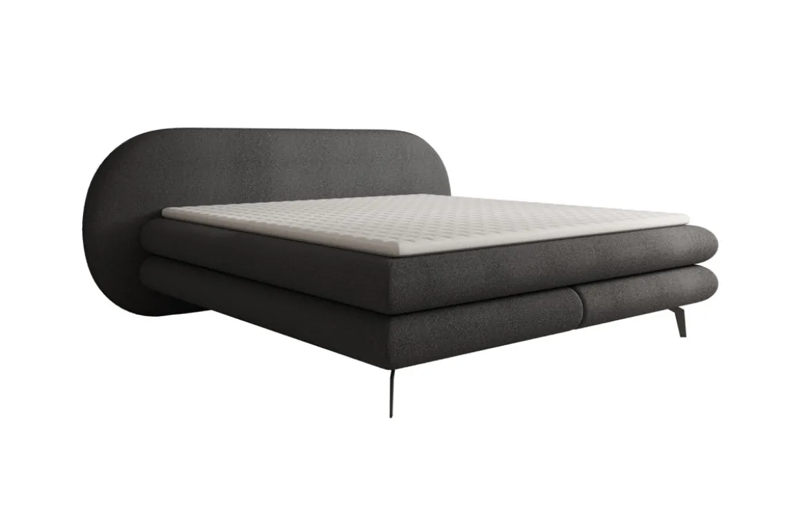 Boxspringbett Marisol mit ovalem Headboard in Bouclé