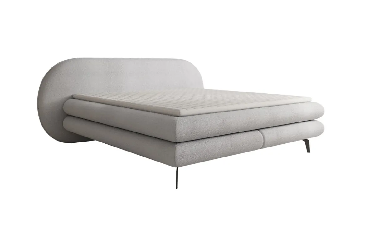 Boxspringbett Marisol mit ovalem Headboard in Bouclé