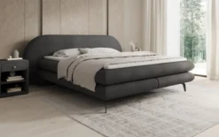 Boxspringbett Marisol mit ovalem Headboard in Bouclé