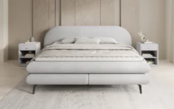 Boxspringbett Marisol mit ovalem Headboard in Bouclé