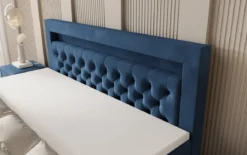 Boxspringbett Menzogna mit Schwebeoptik und LED in Samt