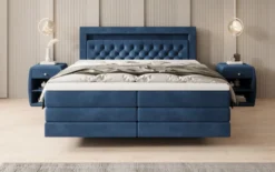 Boxspringbett Menzogna mit Schwebeoptik und LED in Samt