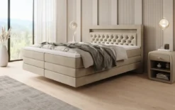 Boxspringbett Menzogna mit Schwebeoptik und LED in Samt