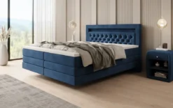 Boxspringbett Menzogna mit Schwebeoptik und LED in Samt