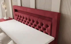 Boxspringbett Menzogna mit Schwebeoptik und LED in Samt