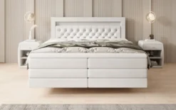 Boxspringbett Menzogna mit Schwebeoptik und LED in Samt