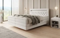 Boxspringbett Menzogna mit Schwebeoptik und LED in Samt