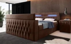 Boxspringbett Menzogna mit TV Lift, USB und Stauraum (2 Schubladen)