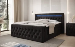 Boxspringbett Menzogna Samt mit LED und Stauraum (2 Schubladen)