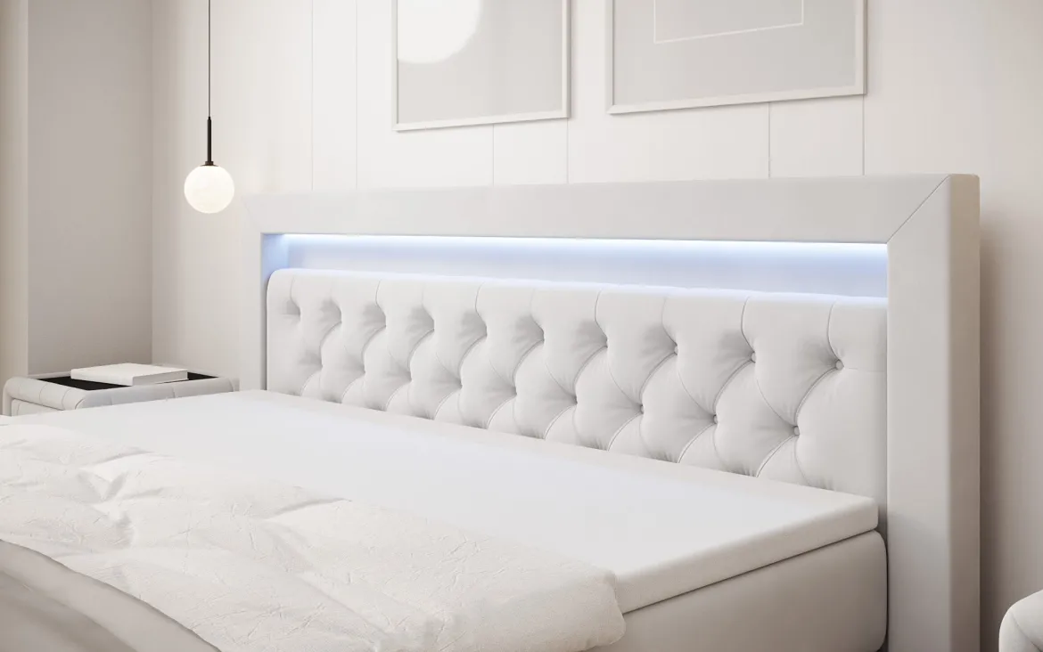 Boxspringbett Menzogna Samt mit LED und Stauraum (2 Schubladen)
