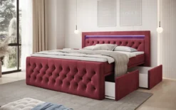 Boxspringbett Menzogna Samt mit LED und Stauraum (2 Schubladen)