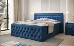 Boxspringbett Menzogna Samt mit LED und Stauraum (2 Schubladen)