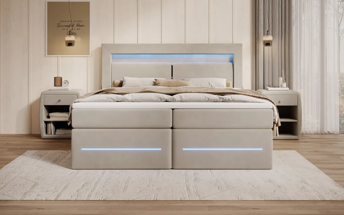 Boxspringbett Minera mit LED, USB und Stauraum