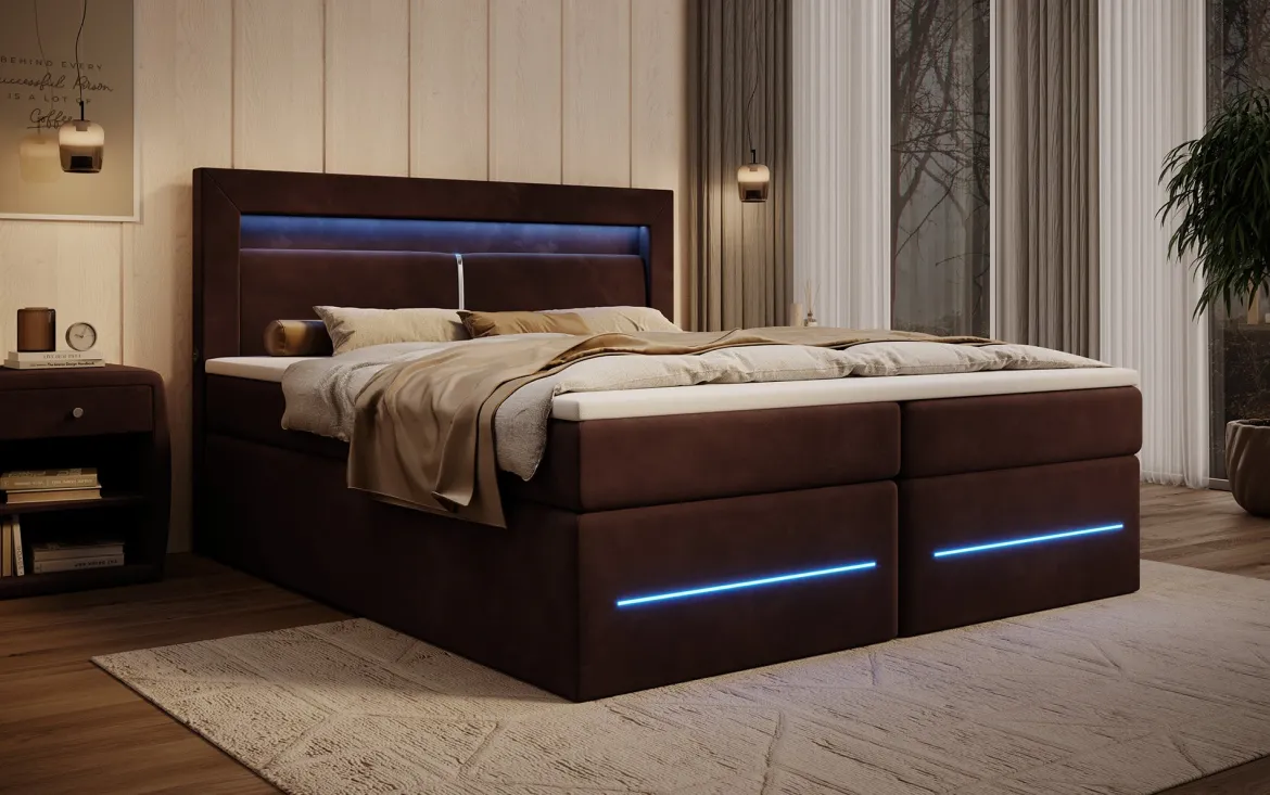Boxspringbett Minera mit LED, USB und Stauraum